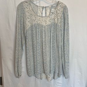 Socialite - Cotton/Lace Light Blue Top - Size S
